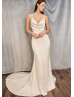 Cowl Neck Satin Tie Back Dreamy Wedding Dress